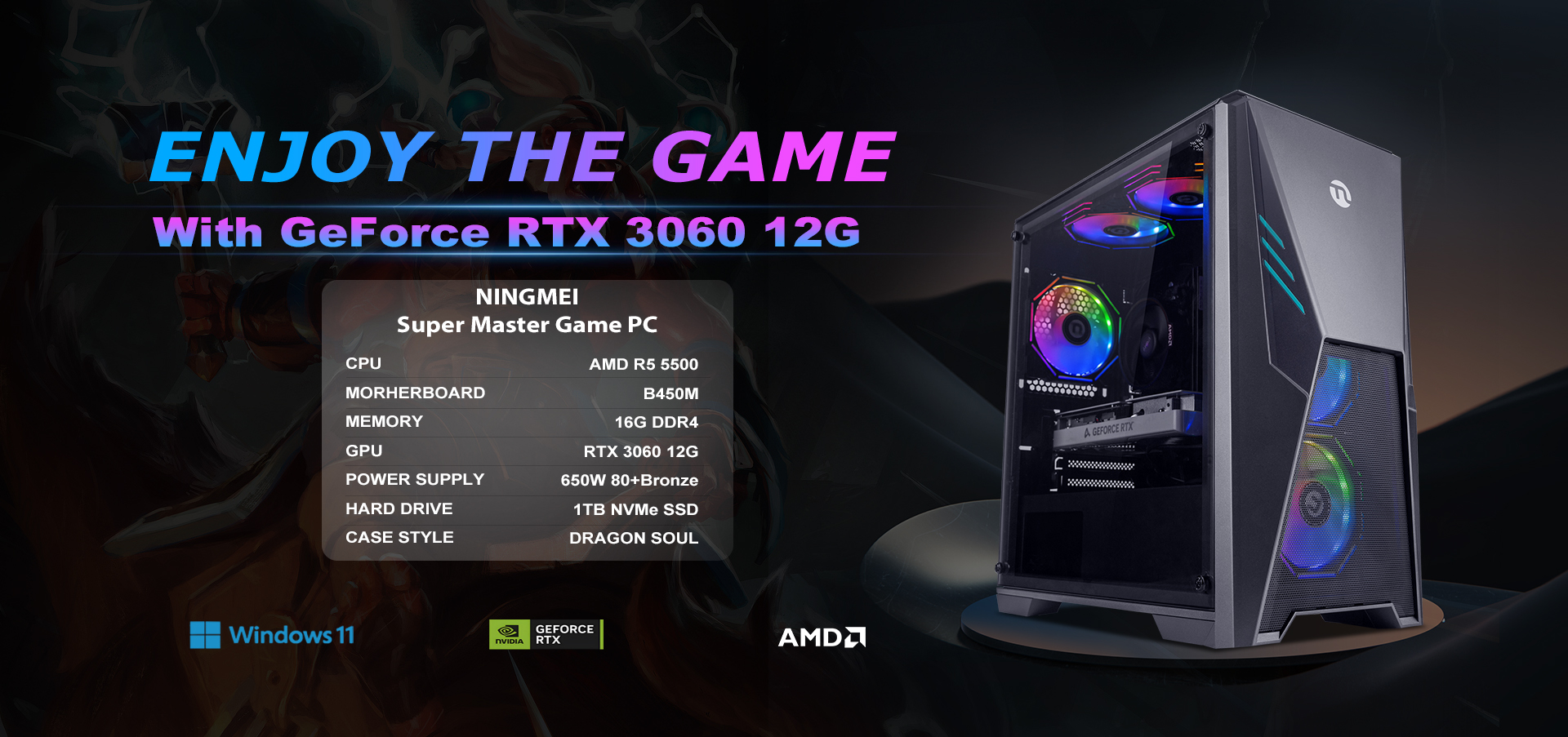 ま様PC/Ryzen5 5500/16G/RTX2060 Ryzen 5 5500 + RTX 2060 Gaming PC