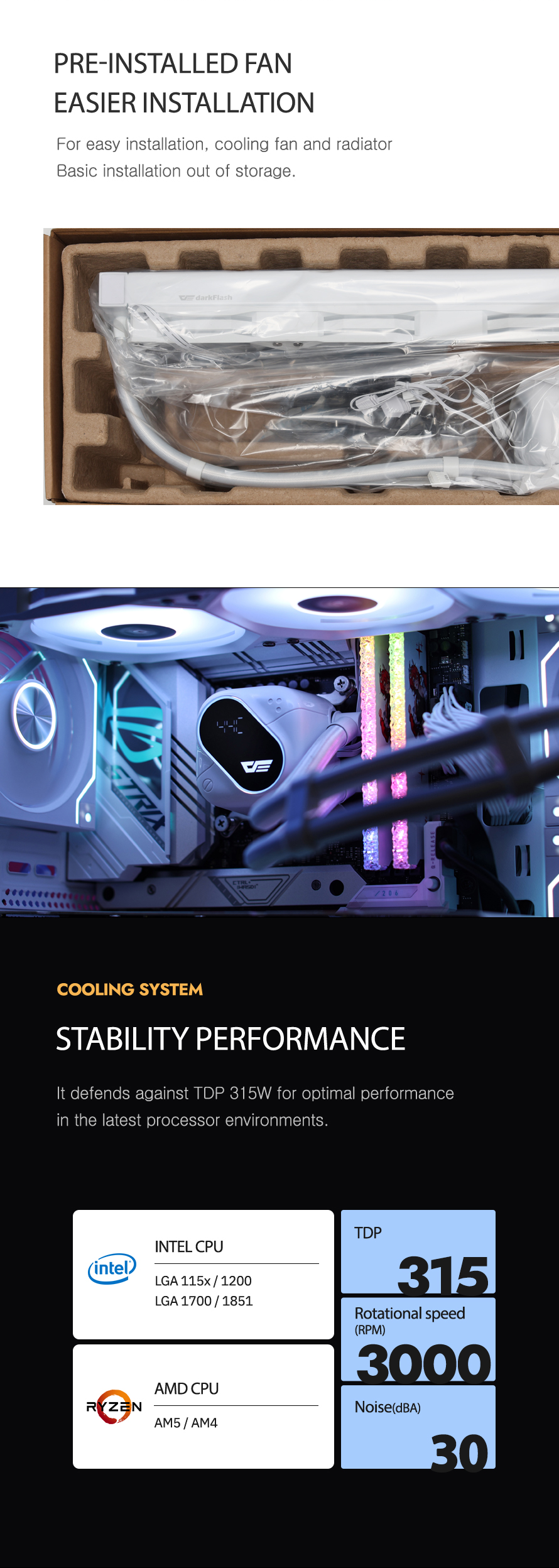 darkFlash EXPLORE DO360 360mm AIO Liquid CPU Cooler Segment LCD Display 5V ARGB Lighting Coppe