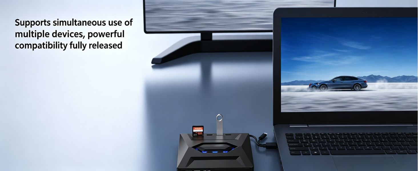 5-in-1 External CD DVD Drive for Laptop, USB 3.0 & USB C Portable DVD Burner