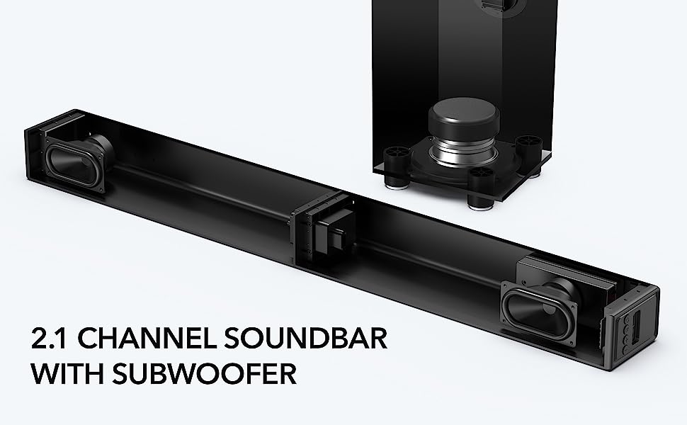 2.1 Sound Bar with Subwoofer, Soundbar for TV, Surround Sound