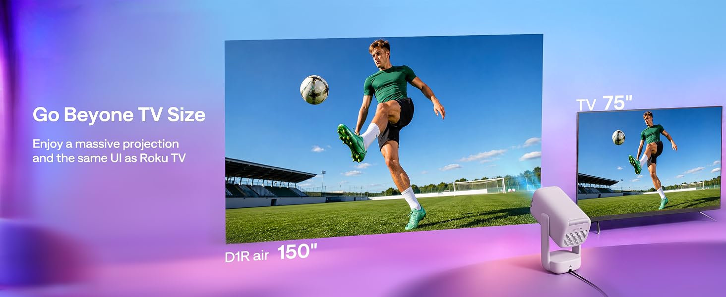 Aurzen EAZZE D1R air Roku TV Smart Projector