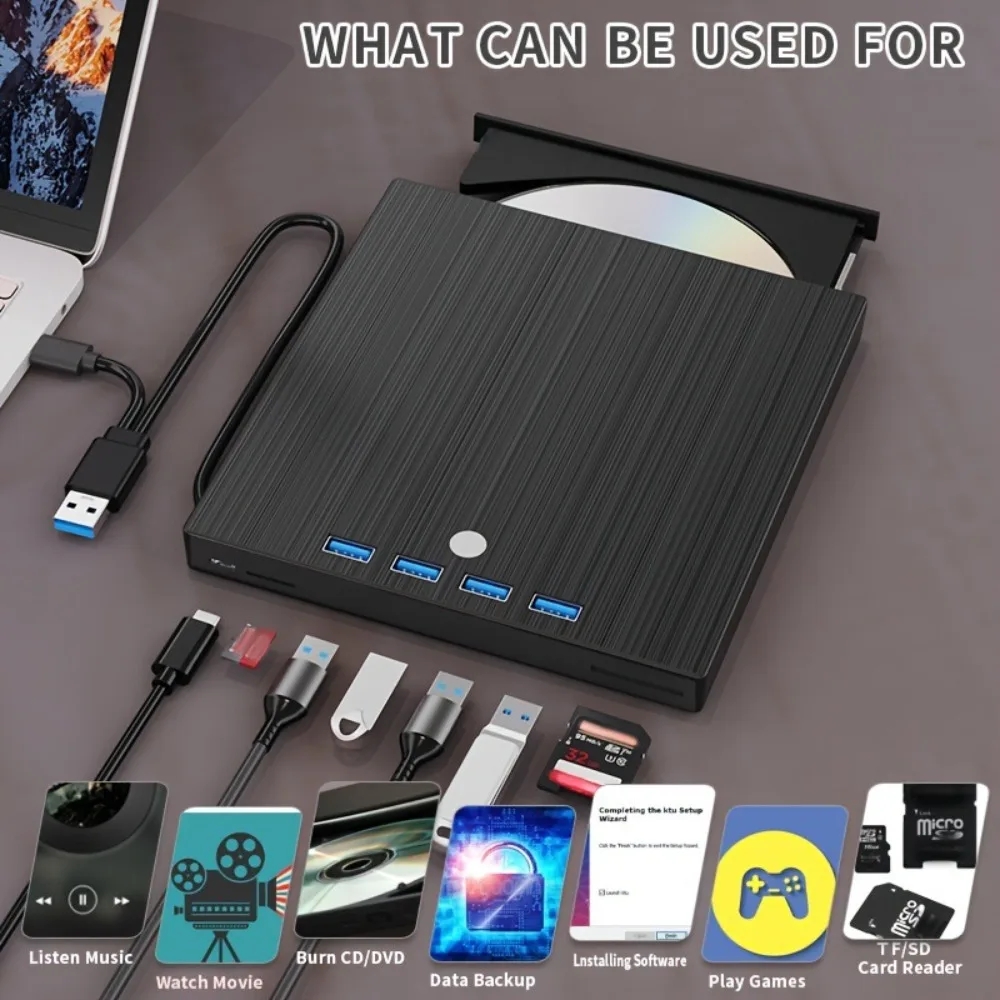 Jansicotek External CD/DVD Drive 9-in-1