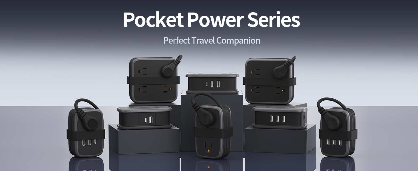 NTONPOWER Flat Plug Power Strip with Wrapped Around Extension Cord