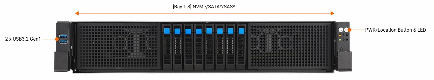 ASUS RS720-E12-RS8G-32KW10G 2U Rackmount AI GPU Server