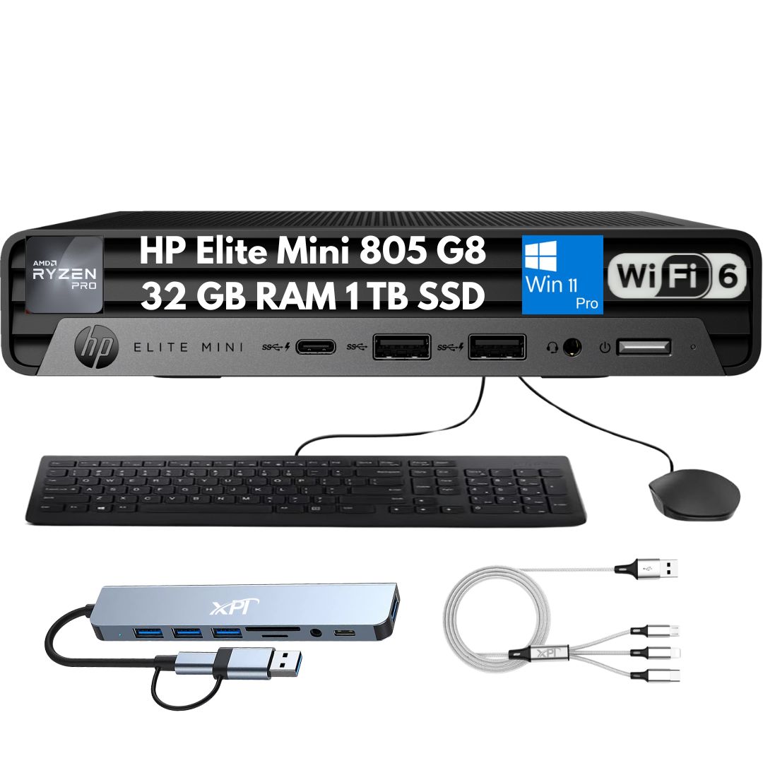 HP Elite Mini 805 G8 AMD Ryzen 5 PRO 5650G 16GB 32GB RAM 512GB 1TB SSD WiFi Ethernet Business PC