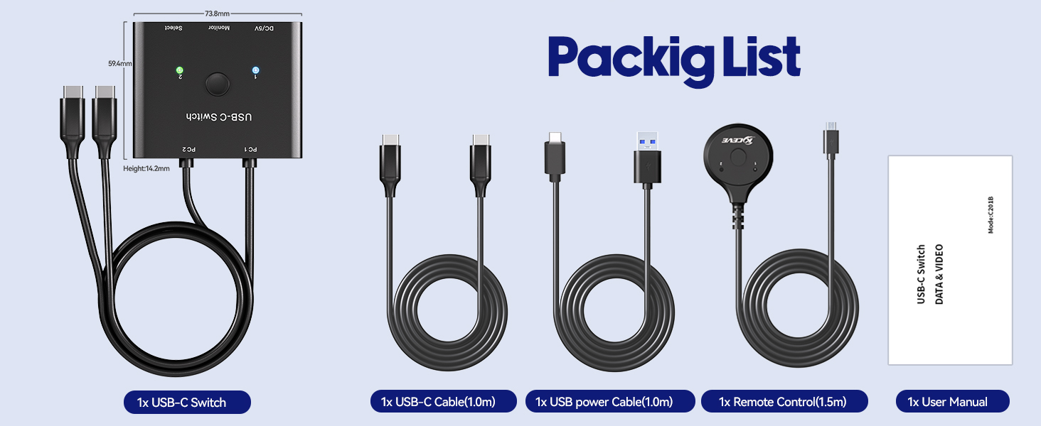 Please make sure that you are using a USB cable to power the USB-C switch.