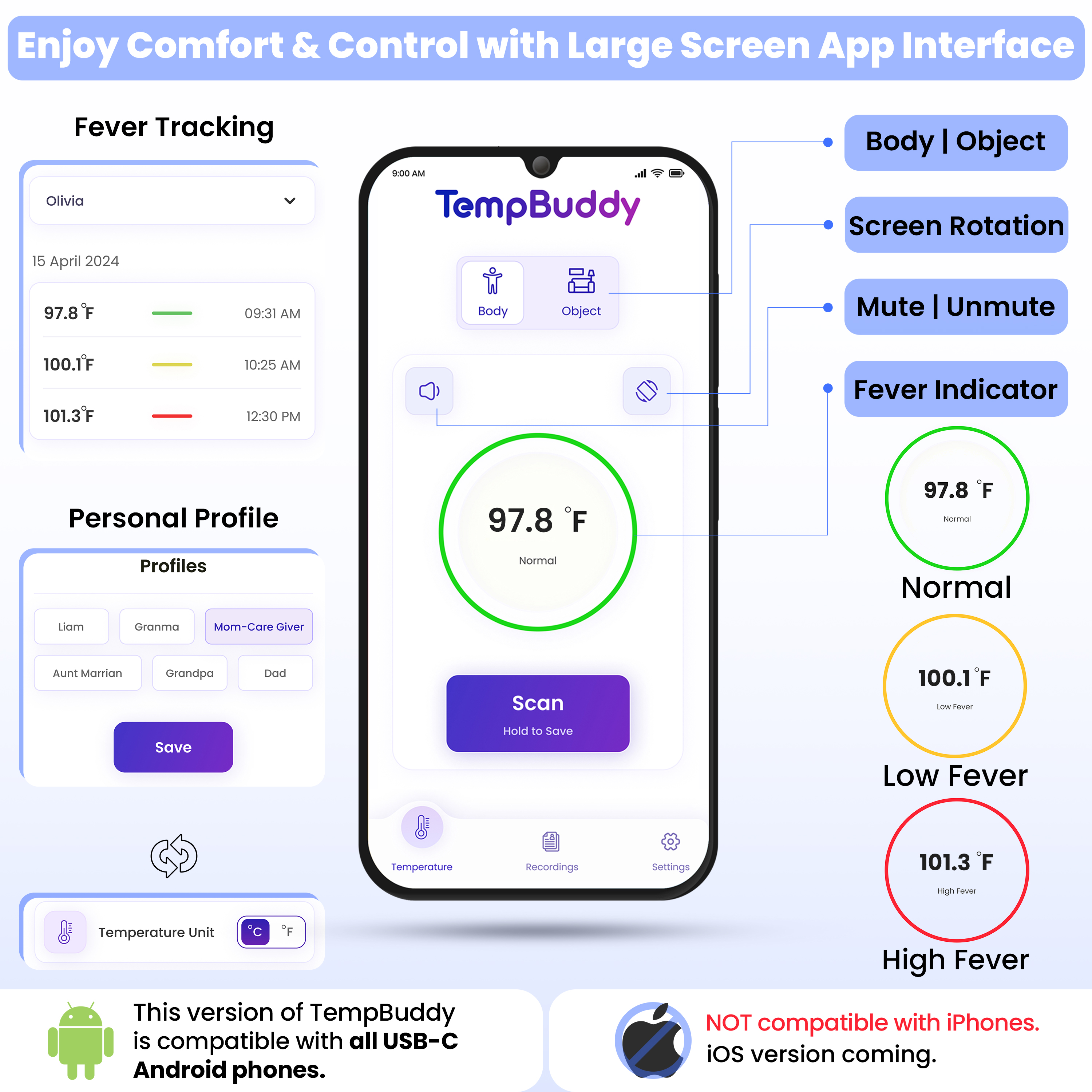 TempBuddy Zanis - Enjoy Comfort &amp; Control with Large Screen App Interface