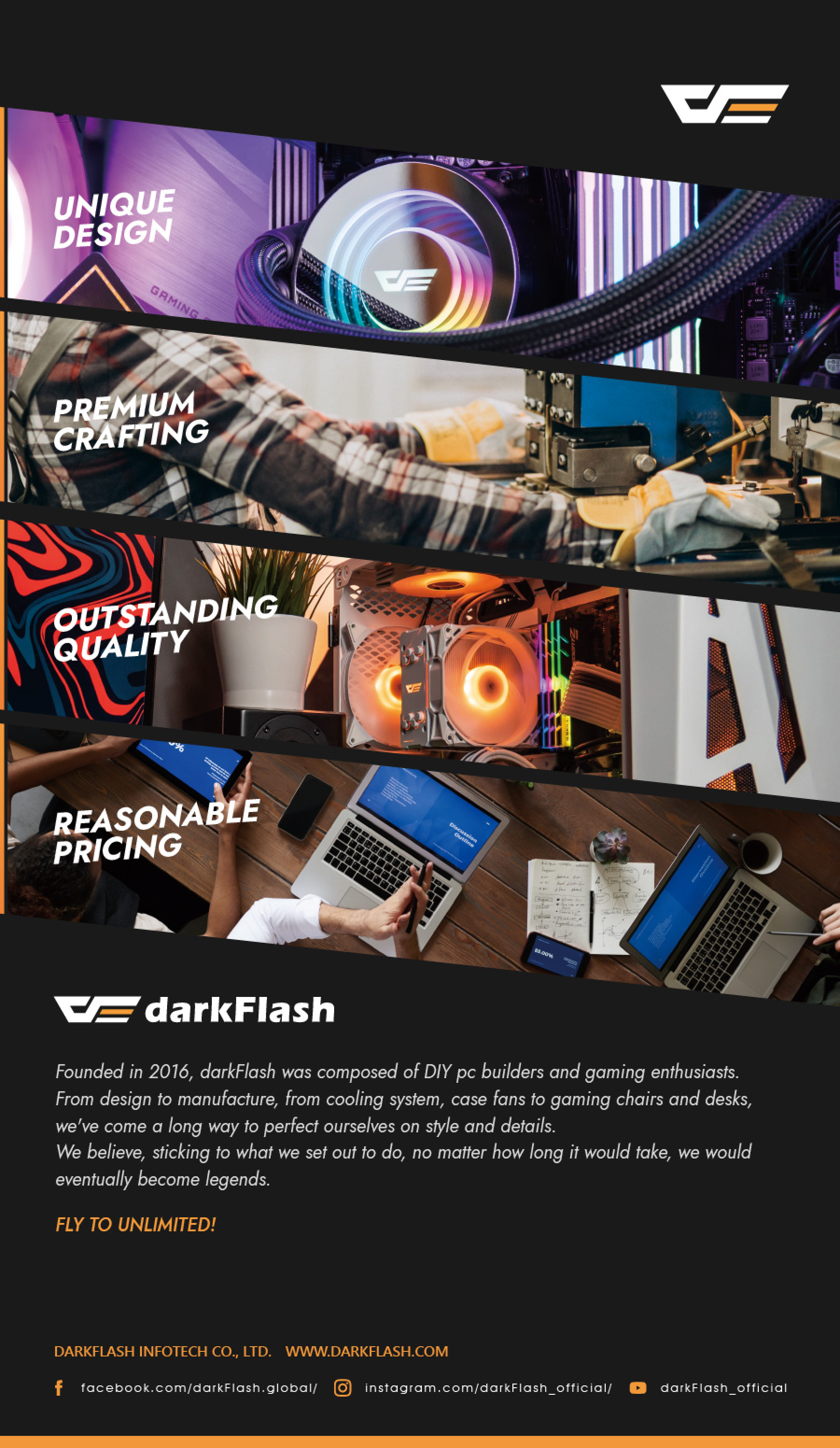 darkFlash DPW90M,Micro-ATX PC Gaming Case,3×Pre-Installed ARGB PWM Fans