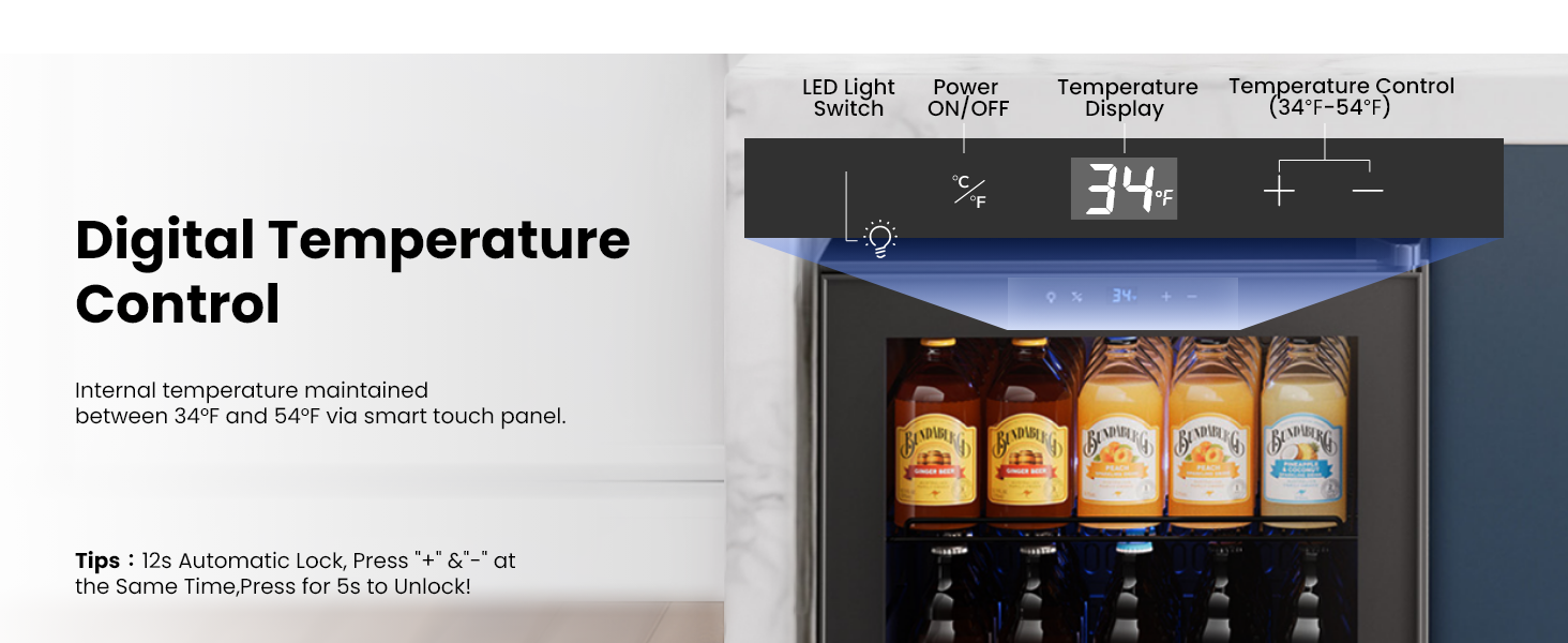 34-54°F digital temp control