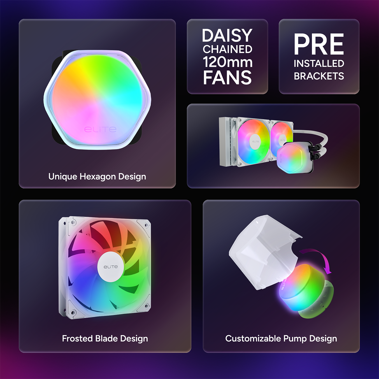 Cooler Master Elite Liquid 240 CPU AIO Cooler - White