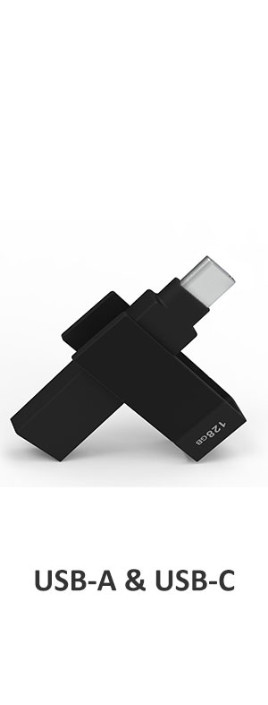 PioData iXflash USB A to USB C Flash Drive Black