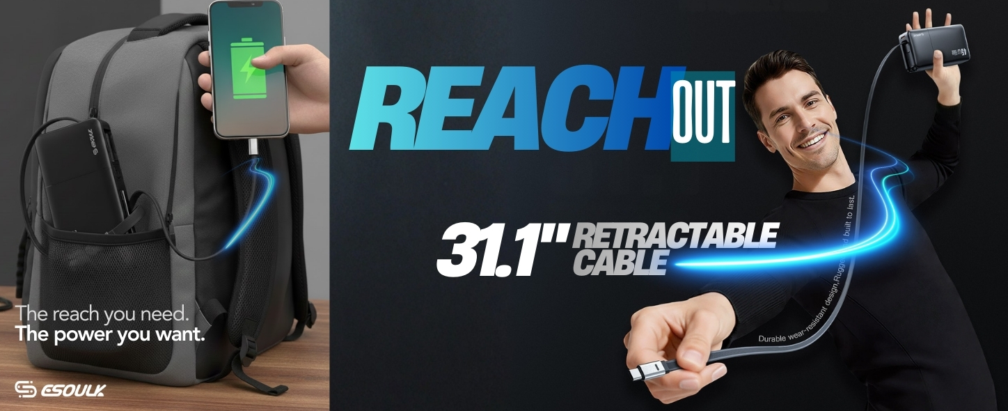 retractable usb-c cable power bank