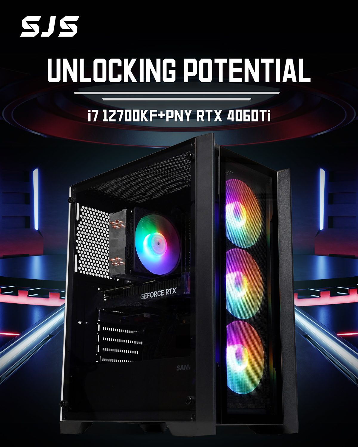 SEJISHI Gaming Pc Computer Intel i7 12700KF 3.6GHz, GeForce