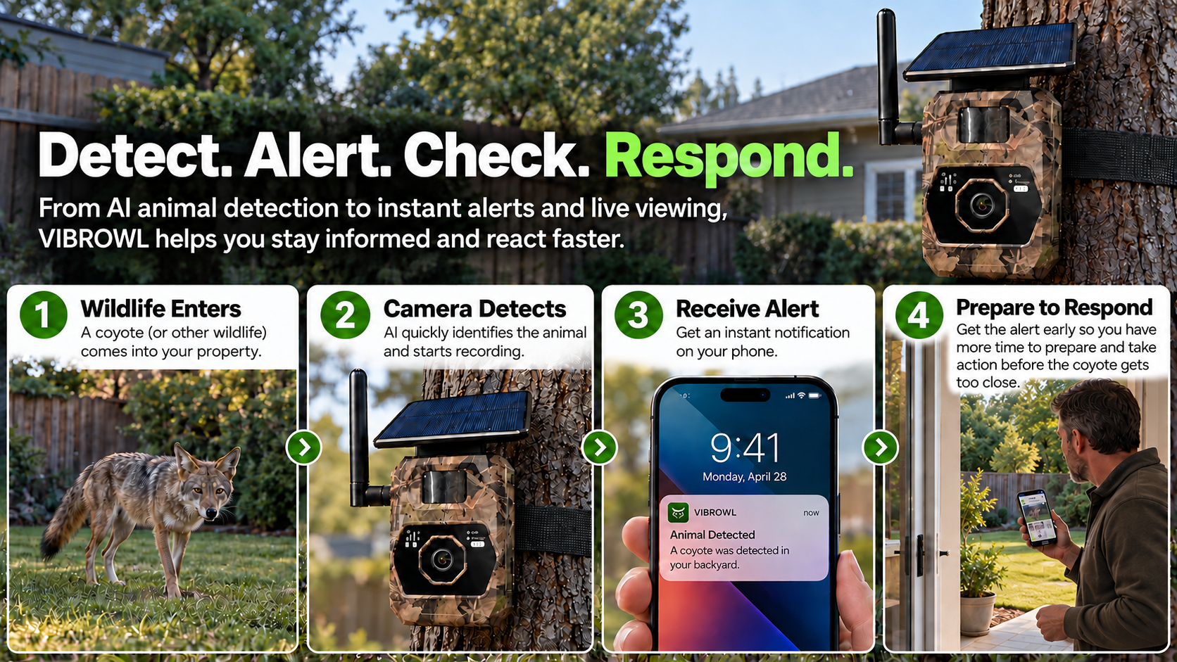 AI Wildlife Detection, Coyote Alerts, Backyard Security, Instant Phone Alerts, Pet Protection