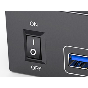 With a 12V power adapter.