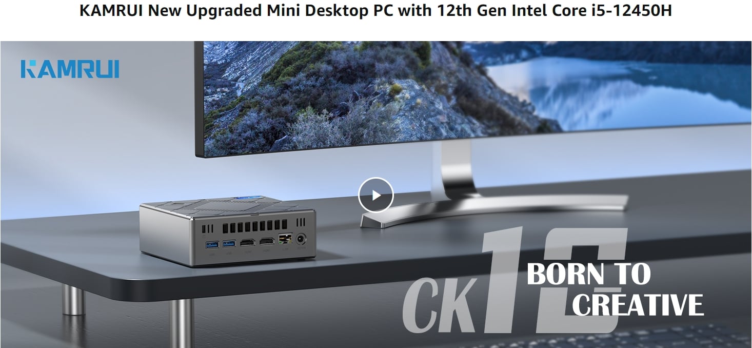 KAMRUI CK10 Mini Desktop PC: Intel i5-12450H,16GB DDR4, 512GB SSD