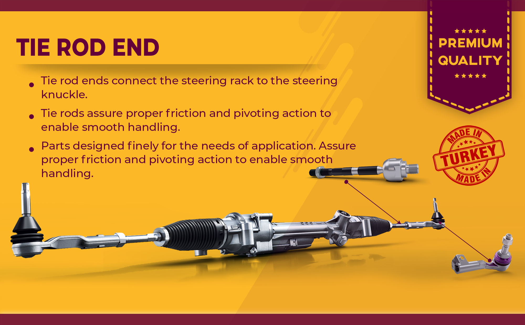 Metrix Premium Front Inner Tie Rod End EV800964 Fits Hyundai Tucson,Kia Sportage