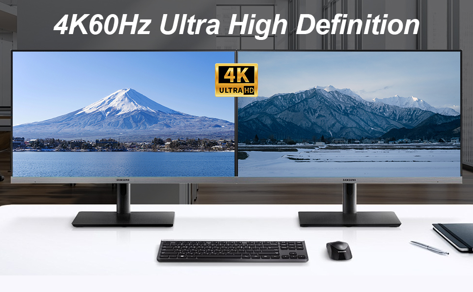 USB 3.0 Dual Monitor KVM Support 4K@60HZ Supports high resolution up to 3840*2160@60Hz and downwards