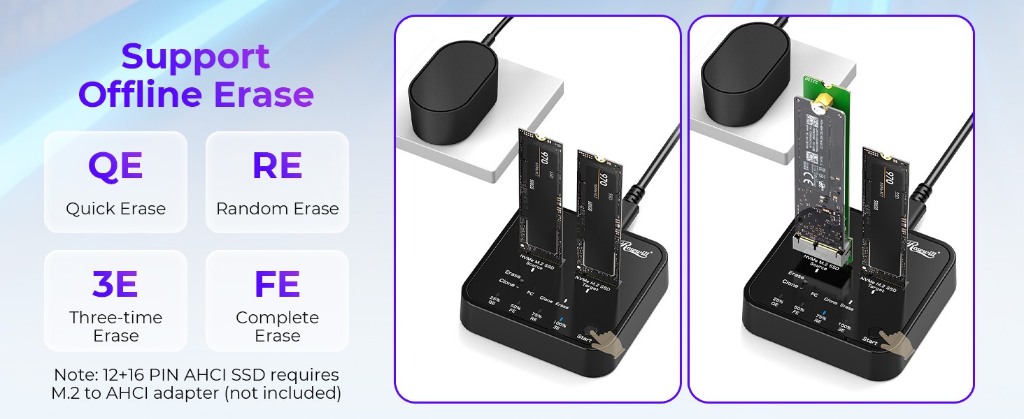 Rosewill RS-N2-CLE M.2 NVMe Cloner + Eraser