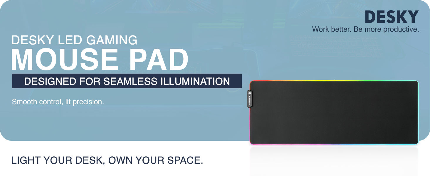 LED gaming mouse pad, RGB light-up desk mat, extended gaming mousepad, touch control RGB mat