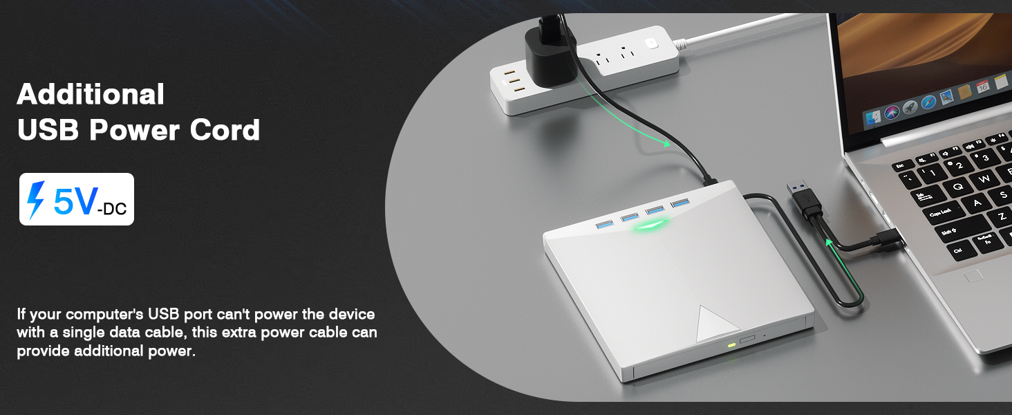 External CD/DVD Drive for Laptops PC, 7 IN 1 Portable DVD Drive CD Burner CD-ROM DVD-/+RW Writer Rea