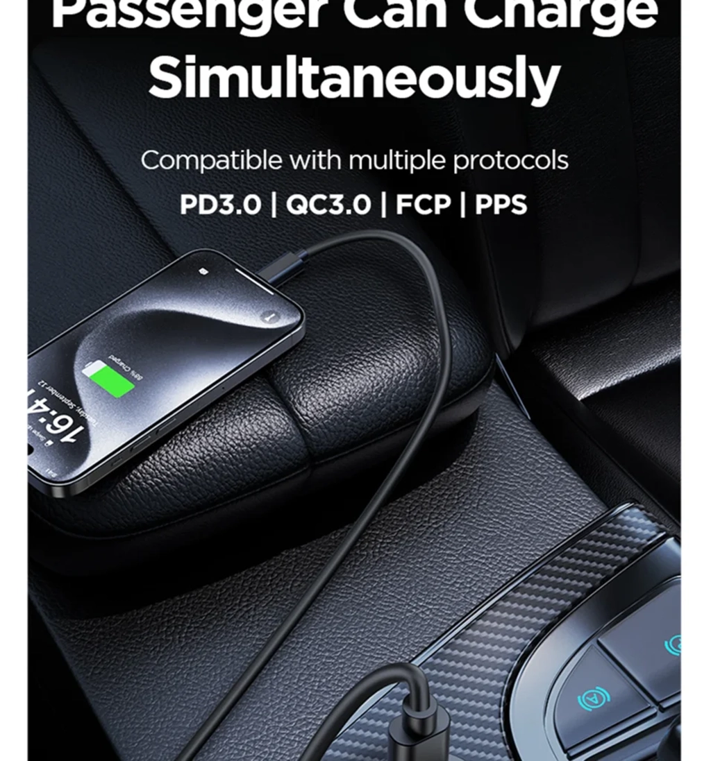 PISEN Quick Type-C+USB-A 30W Mini Car Charger
