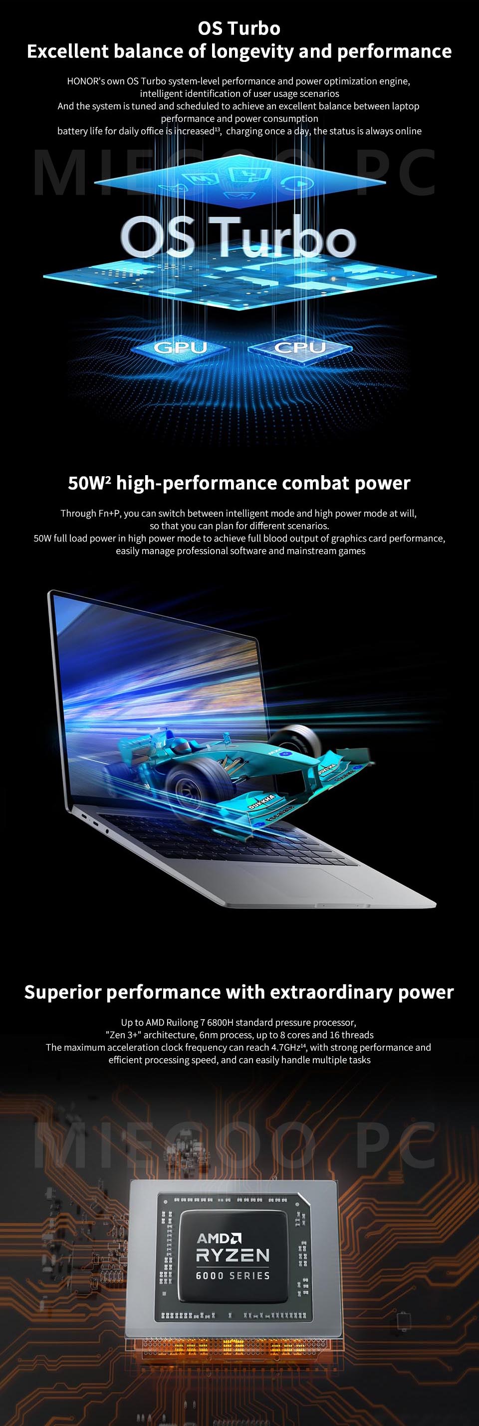 Honor MagicBook 14 Ryzen Edition 2022 R5-6600H 16G 512G thin and light  notebook/20 hours long battery life/14-inch 2.1k eye protection screen  Glacier