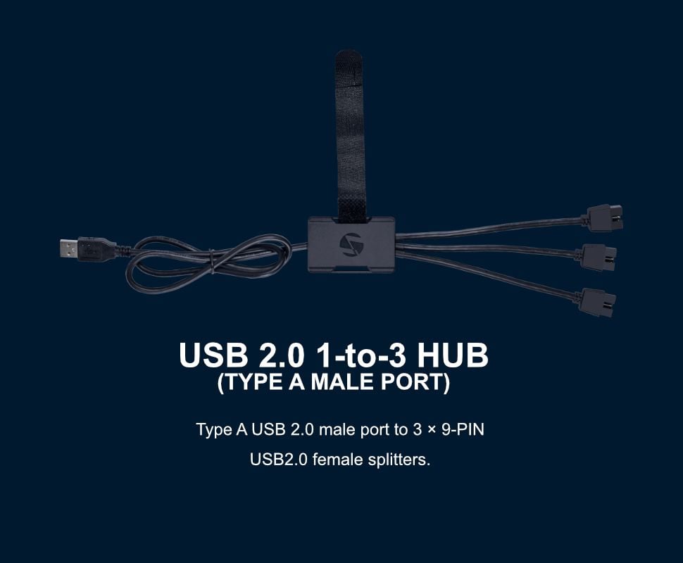 Lian Li PW-U2HB ,Interal USB 2.0 1 to 3 HUB,Black Color