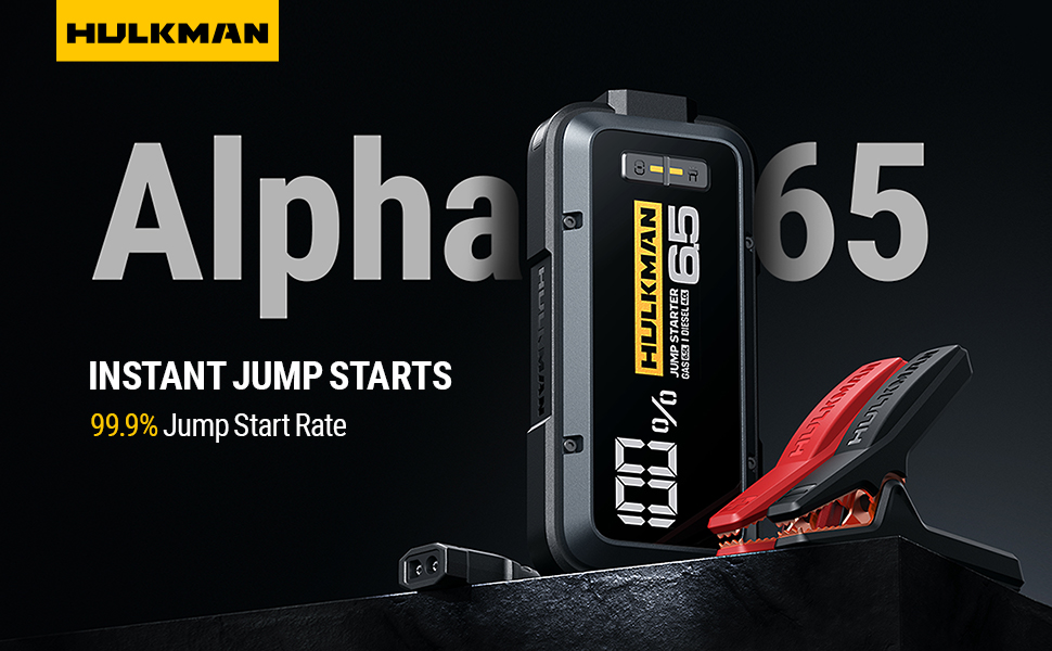 HULKMAN Alpha65 Smart Jump Starter 1200 Amp 12000mAh Car Starter for up to  6.5L Gas and 4L Diesel Engines with Boost Function for Totally Dead Battery  12V Lithium Portable Car Battery Booster