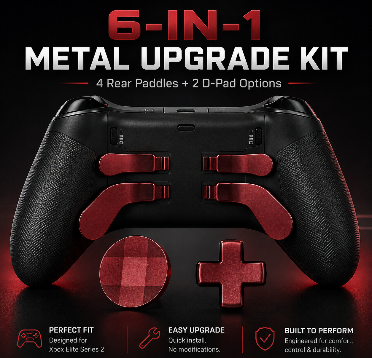 red xbox elite upgrade kit, 6 in 1 controller accessory kit