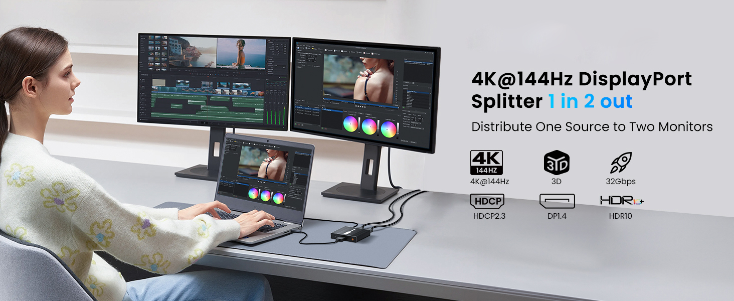 DisplayPort to Dual Display Port Splitter