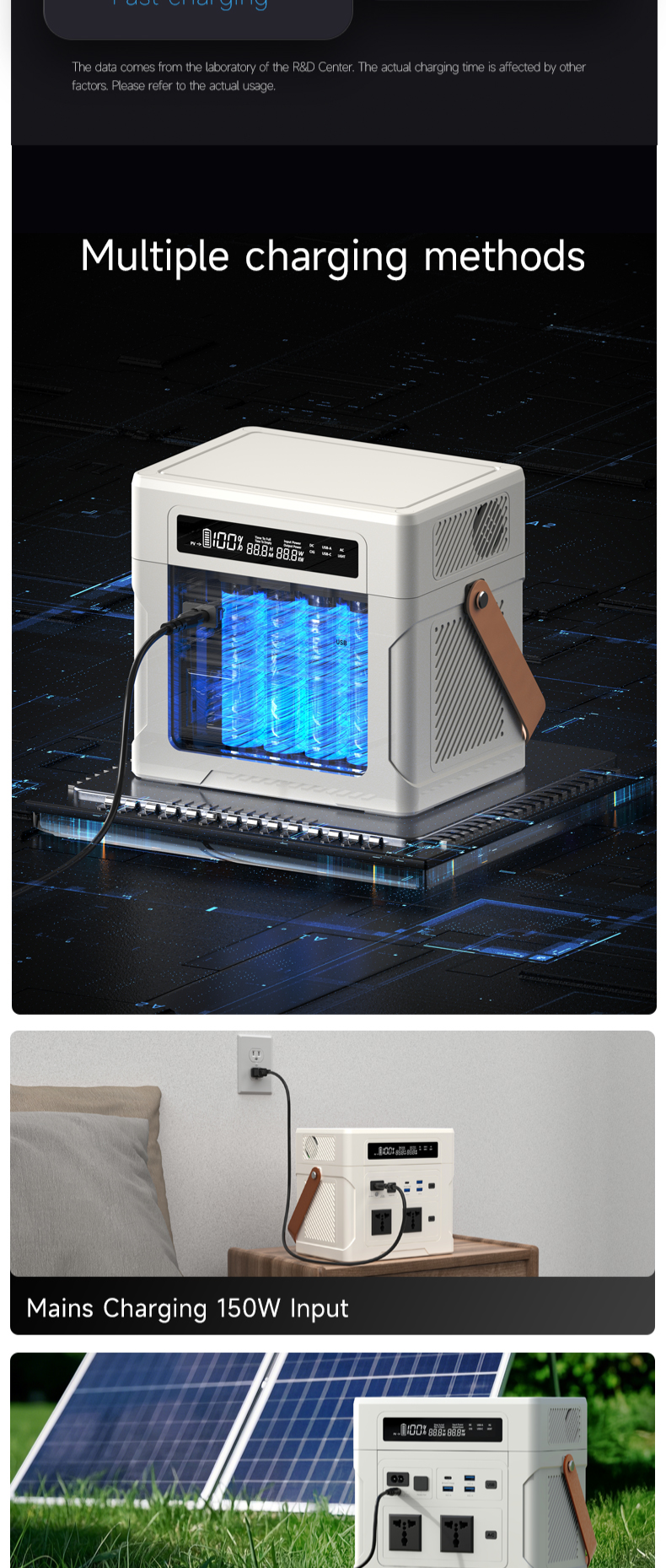 UAPOW Portable Power Station ZP1000, 902Wh LiFePO4 (LFP) battery, solar generator, 600W AC output, s