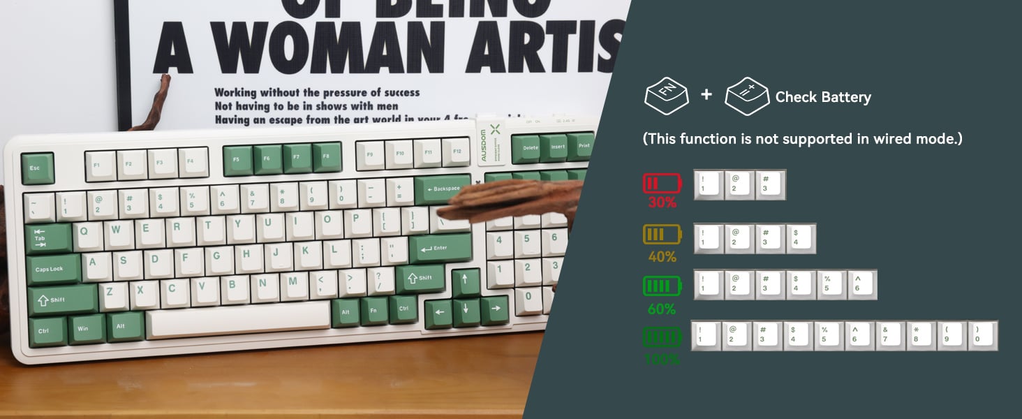 AUSDOM 98Pro Wireless Mechanical Keyboard, Tri-Mode 2.4GHz/Type-C/Bluetooth Keyboard