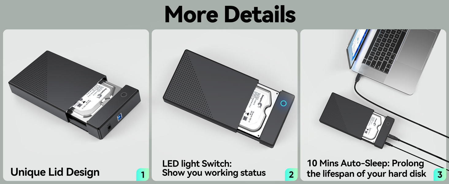 3.5 Hard Drive Enclosure, External 3.5 2.5 inch SSD HDD Enclosure Hard Drive Adapter