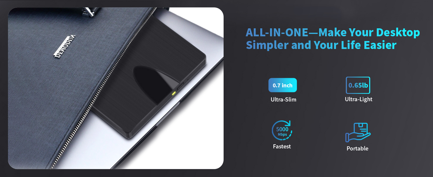 External Blu Ray Drive, USB 3.0 and Type-C Blu Ray Burner Portable Blu Ray DVD/CD/BD Player