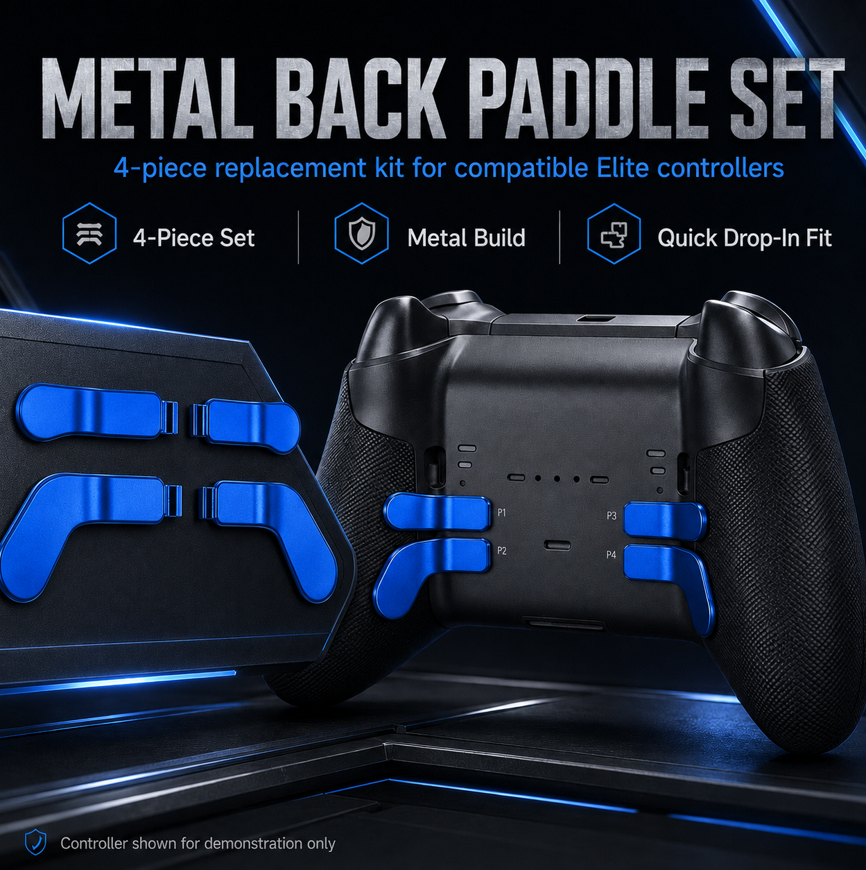 blue xbox elite paddles, metal back paddles, xbox elite replacement paddles