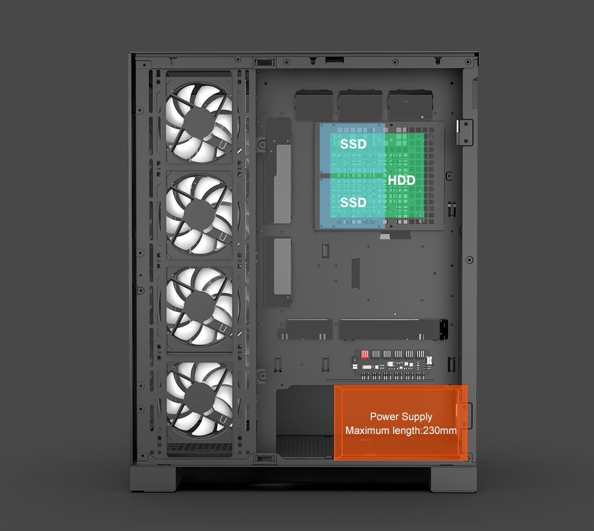 DIYPC Vanguard-F2-Pro Black Gaming Computer Case