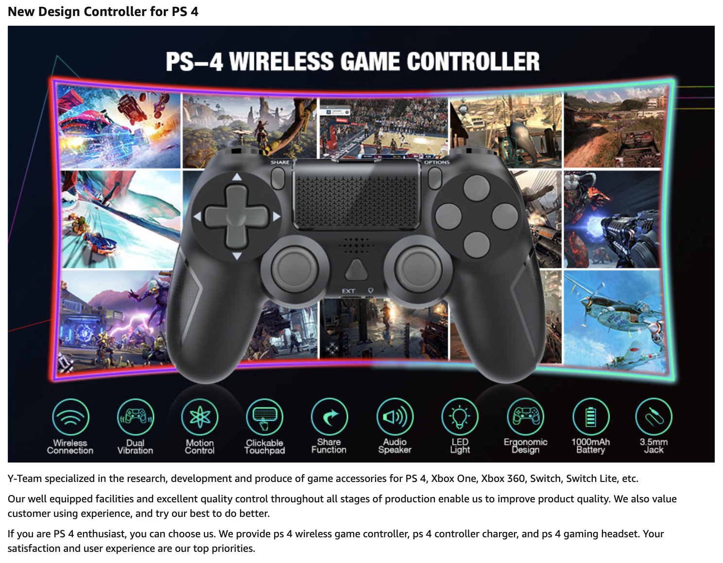 tørre Tag det op Styrke Controller for PS4, Wireless Game Controller Compatible with PS4/PS4 Slim  with Enhanced Dual Vibration/Analog Sticks/6-Axis Motion Sensor Mobile  Gaming Accessories - Newegg.com