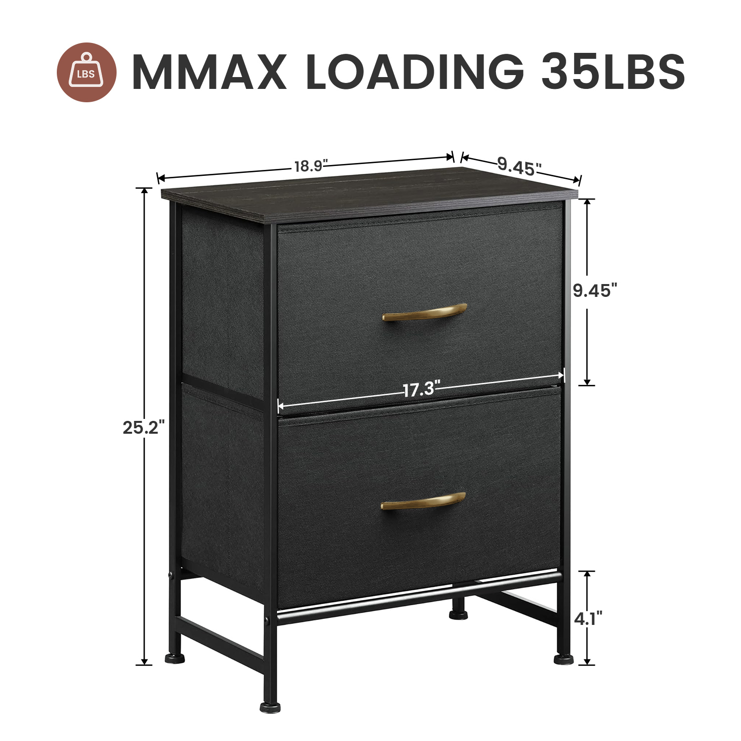 GTRACING 2-Drawer Dressers for Bedroom, Chest of Drawers with Fabric Bins, Modern Storage Organizer,