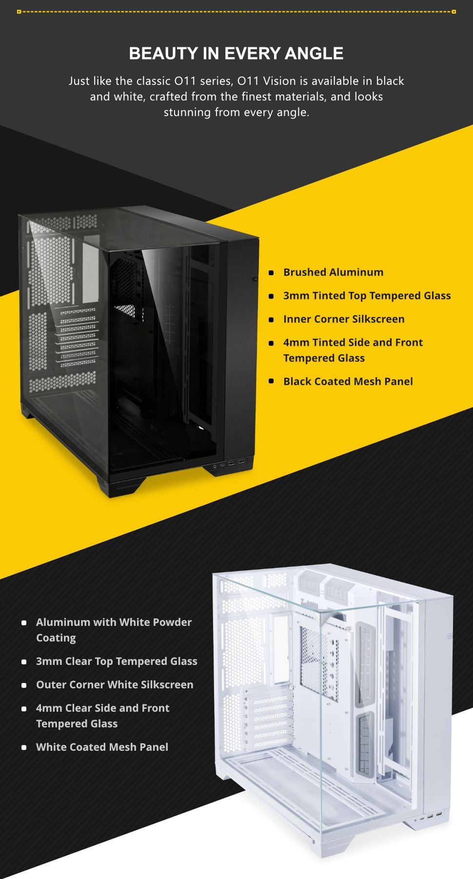 Lian Li O11 Vision (E-ATX) Mid Tower Cabinet (White)– EliteHubs
