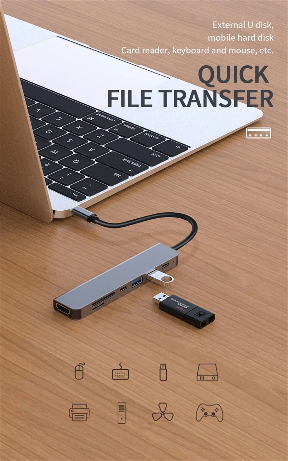 Jansicotek USB C Hub 7 in 1 Multiport Adapter