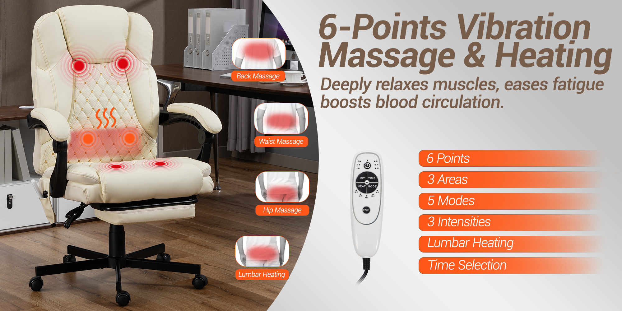 6-Points Vibration Massage & Heating