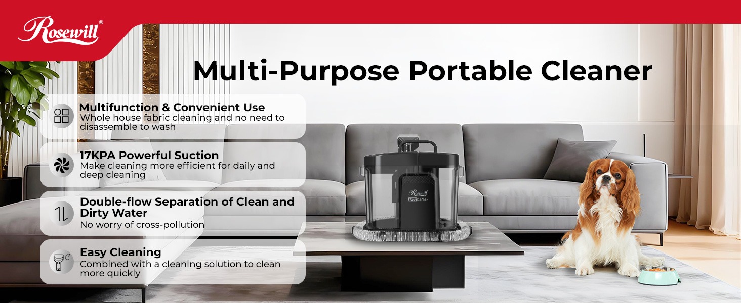 Rosewill Multi-Purpose Portable Carpet and Upholstery Spot Cleaner - Black