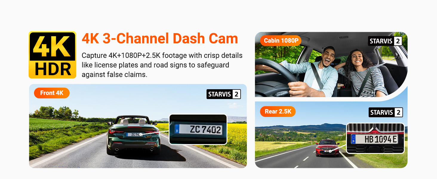 3 channel  4k dash cam