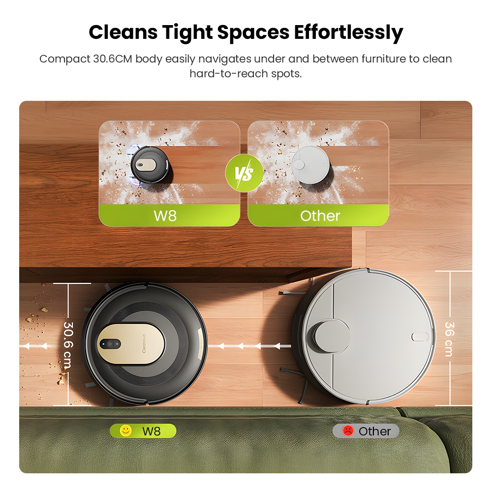 Vactidy W8 2in1 Robot Vacuum Mop 5000Pa CarpetBoost Suction