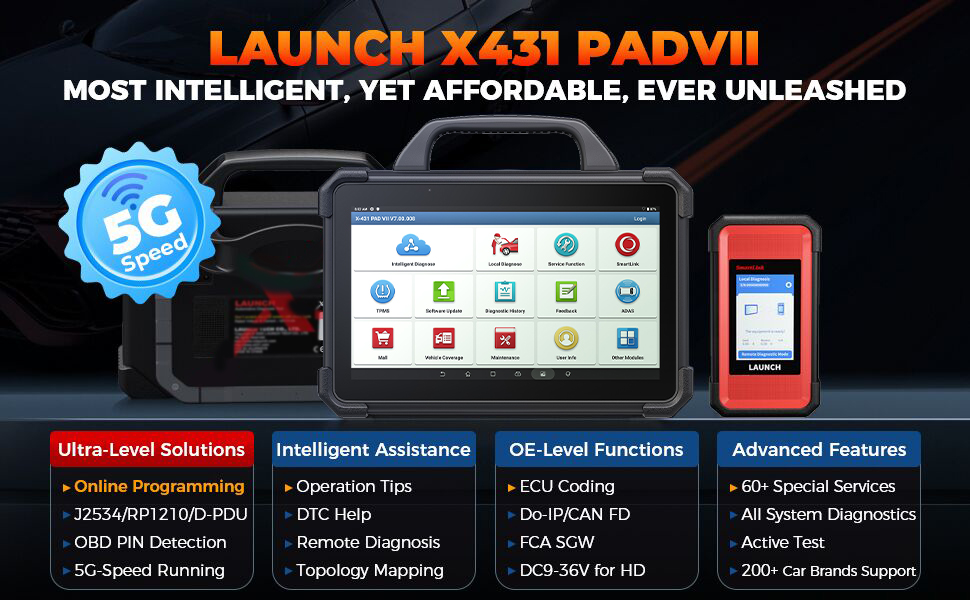 2025 LAUNCH TOP SCANNER WITH J2534 PROGRAMMING, LAUNCH X431 PAD VII ELITE DIAGNOSTIC TOOL
