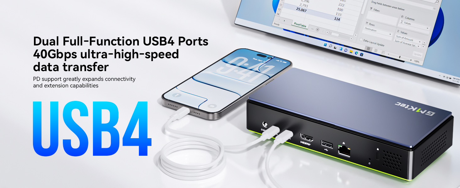 Dual Full-Function USB4.0 Ports 40Gbps Connect Peripherals & eGPU docks