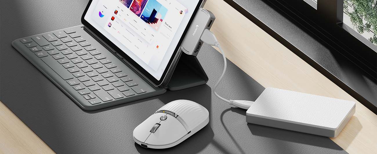 ProtoArc® 2 in 1 Travel Hub Mouse