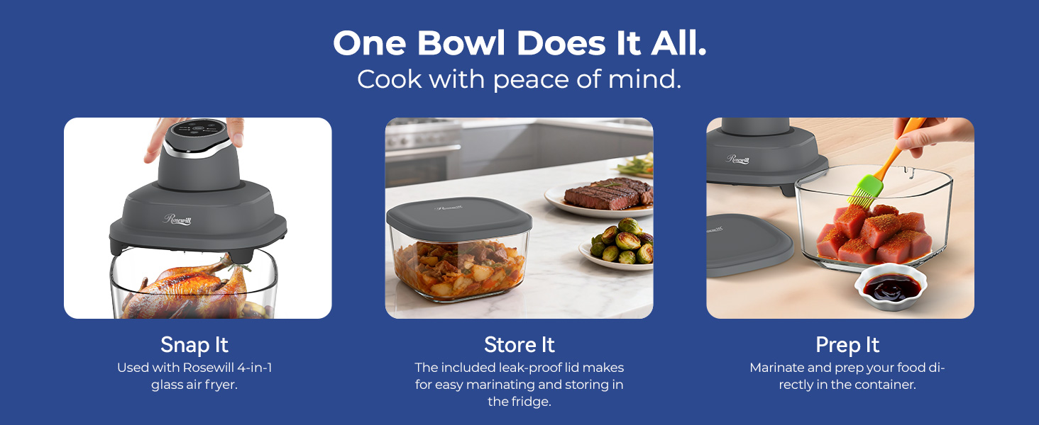 Rosewill 4.7QT Transparent Glass Cooking Pot with Storage Lid