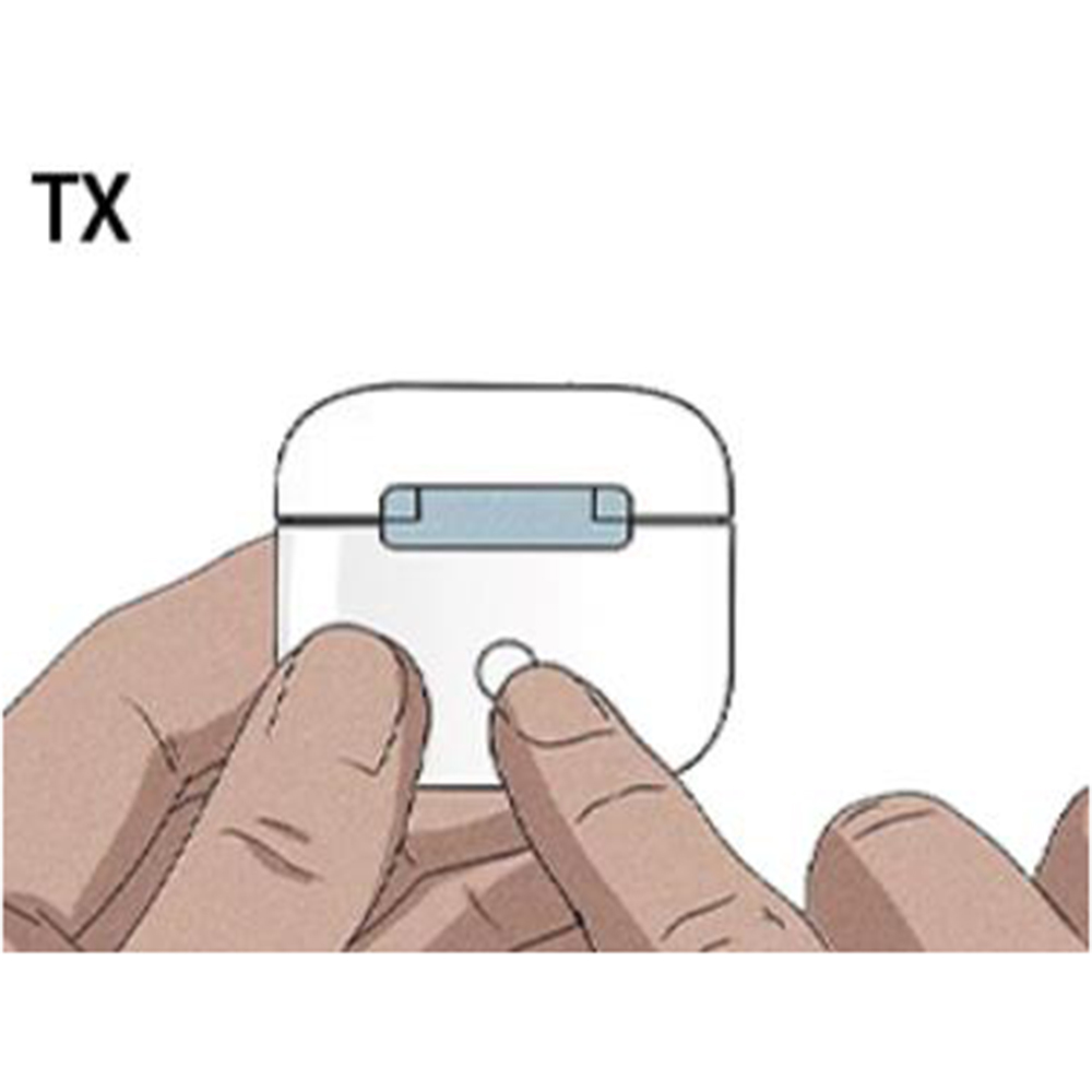 TX Mode Select &quot;TX&quot;, light flashes to indicate waiting for pairing. Put the headset in pairing mode,
